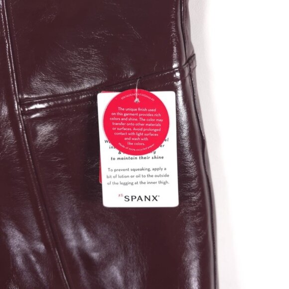 NWT SPANX Women’s Faux Patent Leather Liquid Gloss LEGGINGS 20301R Ruby MEDIUM - Picture 14 of 16